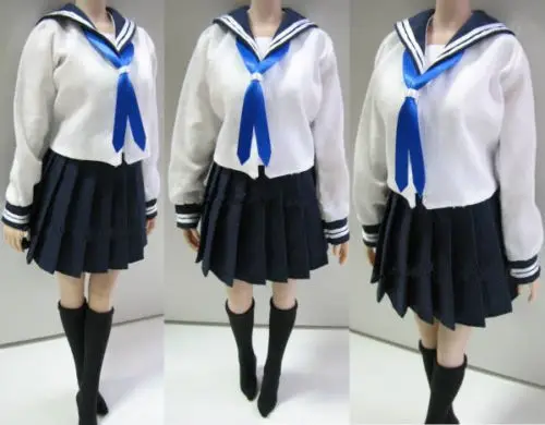 

Custom 1/6 Female Clothes 3 Colors Students School Uniform & Socks Set for 12 inches PH,HT,Kumik Body Figures