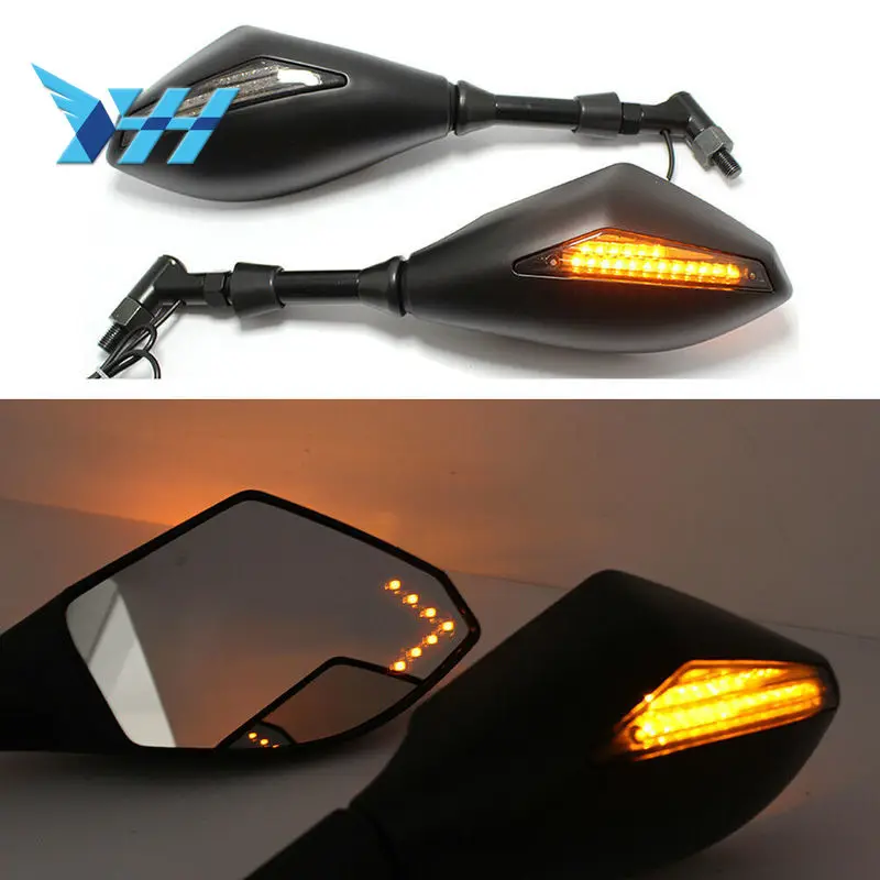 

Motorcycle rearview mirror LED turn signal dual lamp rearview mirror for Honda sports car Japanese sports car mirror