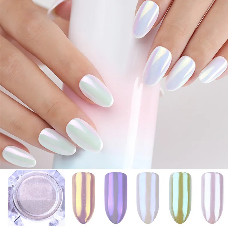 1 коробка жемчужный порошок для ногтей блестящий зеркальный неоновый мерцающий