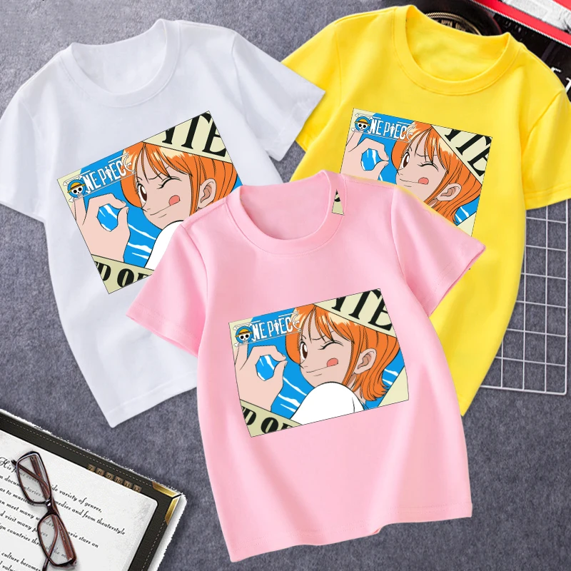 

Clothes For Teens Japanese Anime One Piece Nami Cartoon Printed Cotton Tshirt Harajuku Street Style T-Shirt Boys/Girls Kawaii
