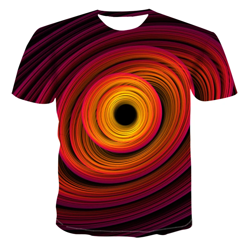 

2021 Summer New Men's 3D Printing T-shirt Psychedelic Swirl Three-Dimensional Casual Large Size Street Style T-shirt 110-6XL