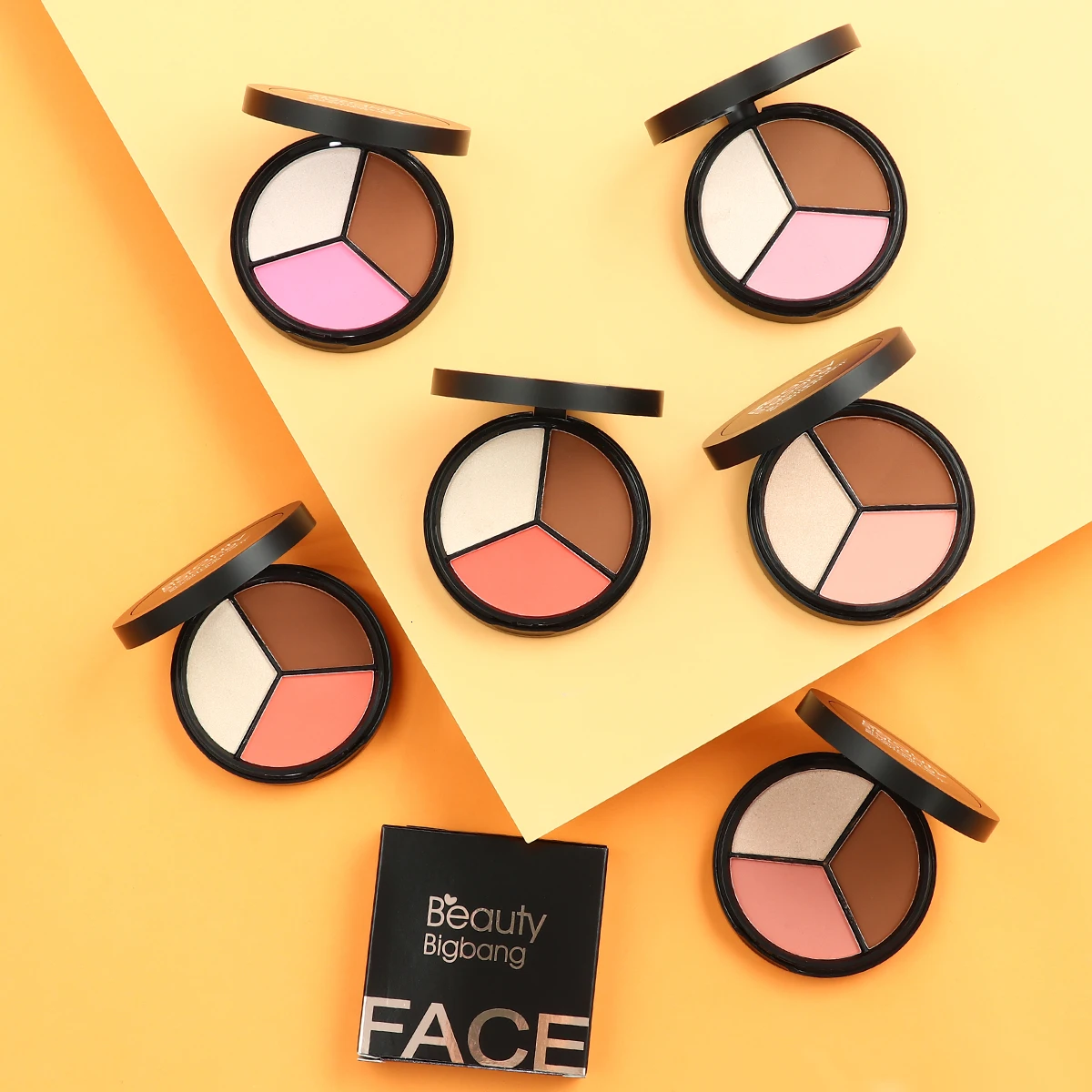 BeautyBigBang 3 цвета пудра для лица хайлайтеры Iluminador бронзатор макияж розовый коричневый Блестящий бронзер Maquillaje палитра контур