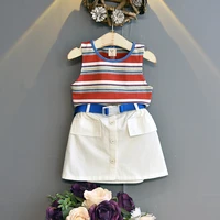 2021 summer korean baby set girls color striped vest childrens skirt two piece set girls clothes