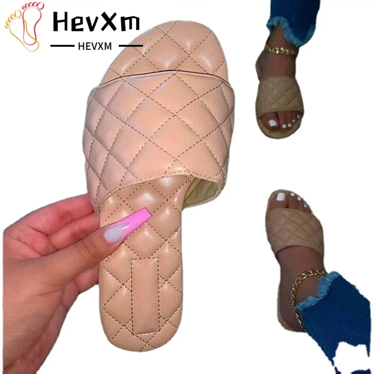 

Ladies Fashion Flat Slippers Summer Newest Female Solid Color Flat Beach Shoes Slippers Designer Women's Shoes Zapatos De Mujer