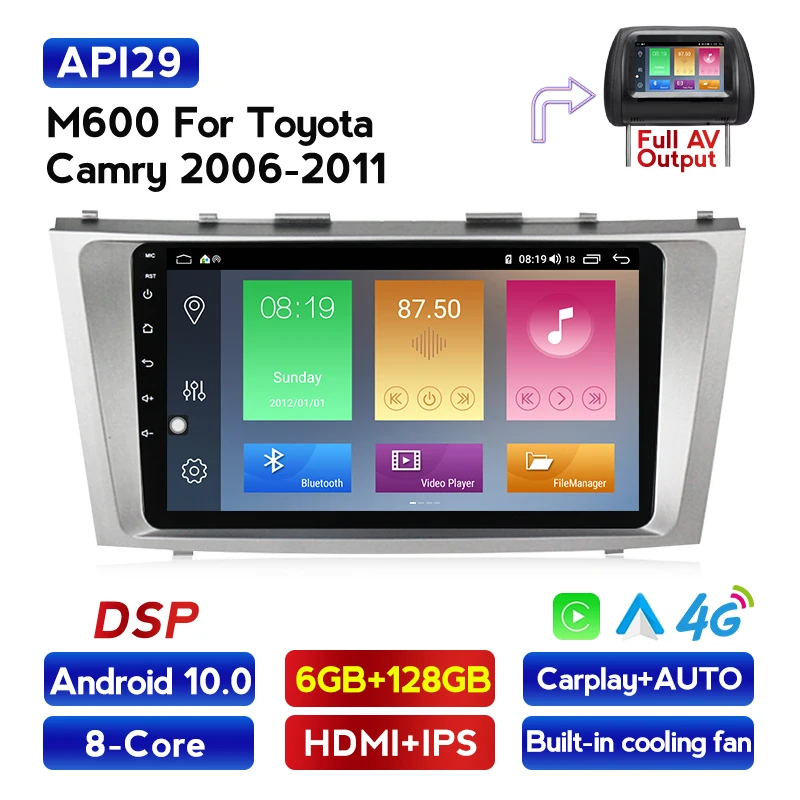 Android 10 0 для Toyota Camry 7 40 50 2006-2011 Восьмиядерный Автомобильный мультимедийный