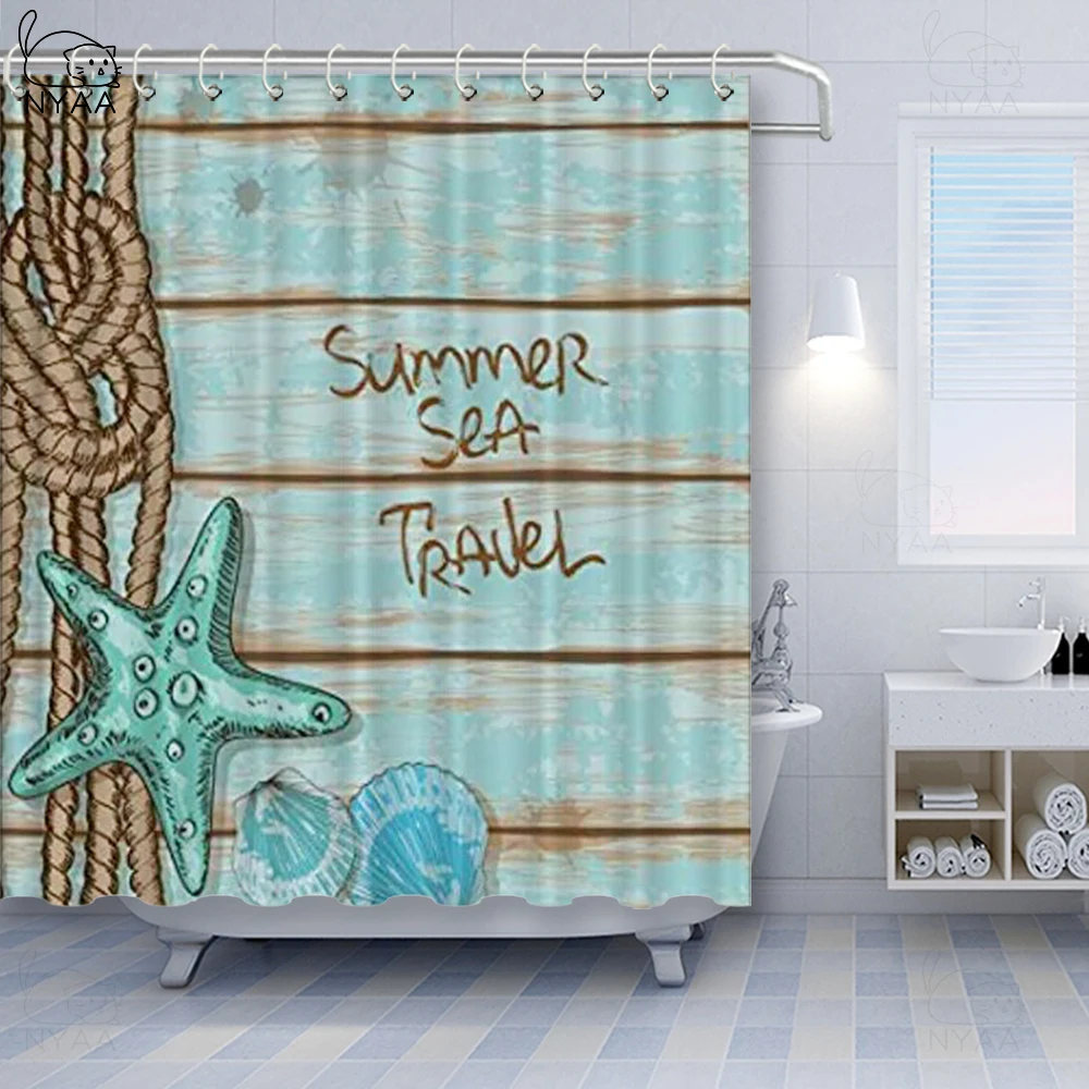 Водонепроницаемая морская 3d занавеска для душа Nyaa с рисунком морских ракушек