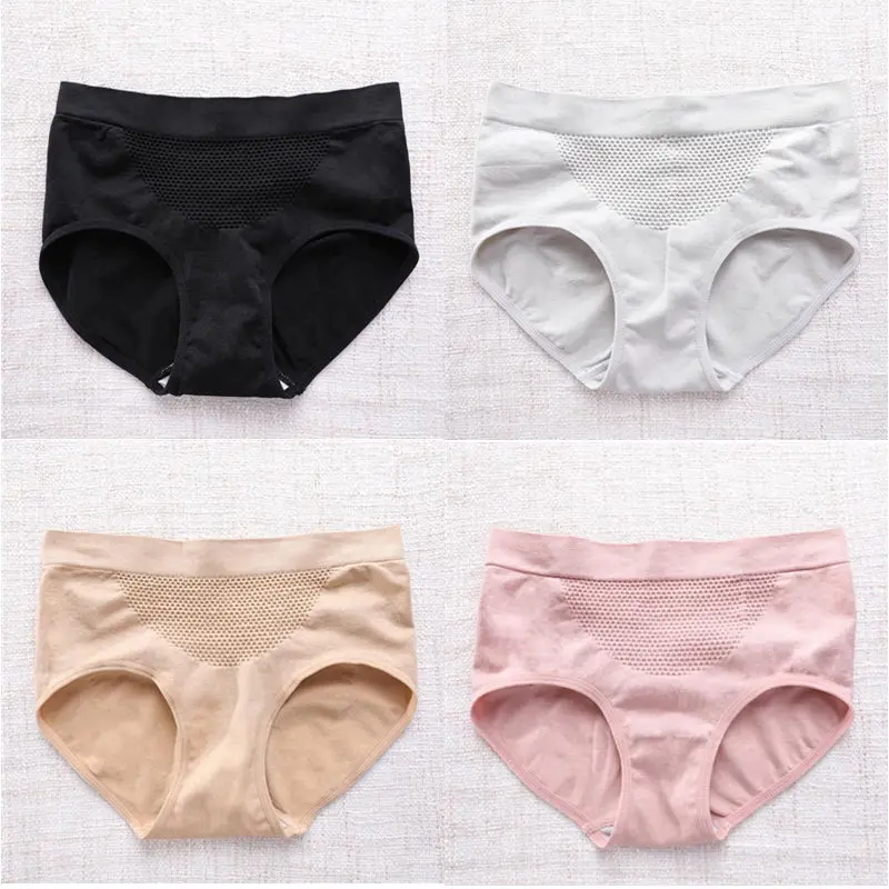One size 4 шт., Xiaomi Mijia, женское нижнее белье, сексуальные, соты, для женщин, высокая эластичность, бесшовные, хлопковые трусики, дышащие, средняя посадка, хип-трусы - Цвет: One size
