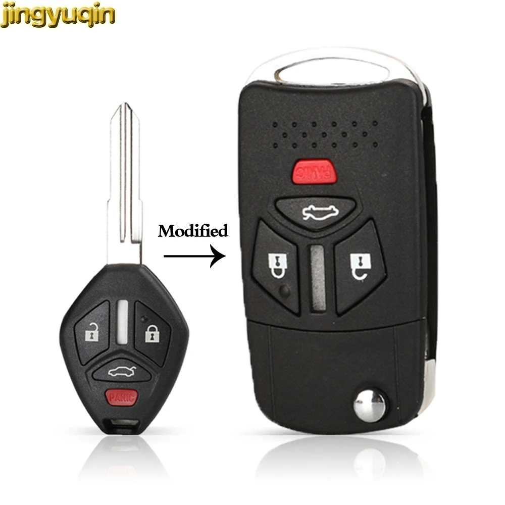 

Jingyuqin Modified Remote Flip Car Key Shell Fob Fit For Mitsubishi Galant Eclipse Lancer 3/4 Buttons Folding Key Case
