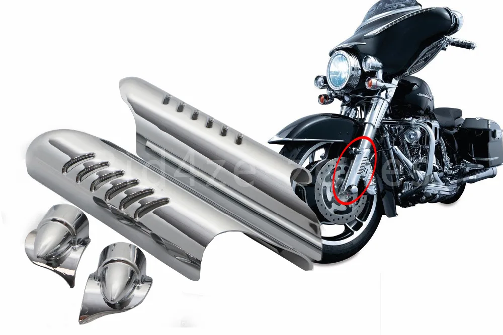 МОТОЦИКЛ хром/черная вилка дефлекторы голени щит крышка для Harley Touring Bagger Road King Glide 2000-2013