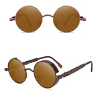 Солнцезащитные очки в круглой металлической оправе UV400 для мужчин и женщин, Классические готические, в стиле стимпанк, винтажные дизайнерские