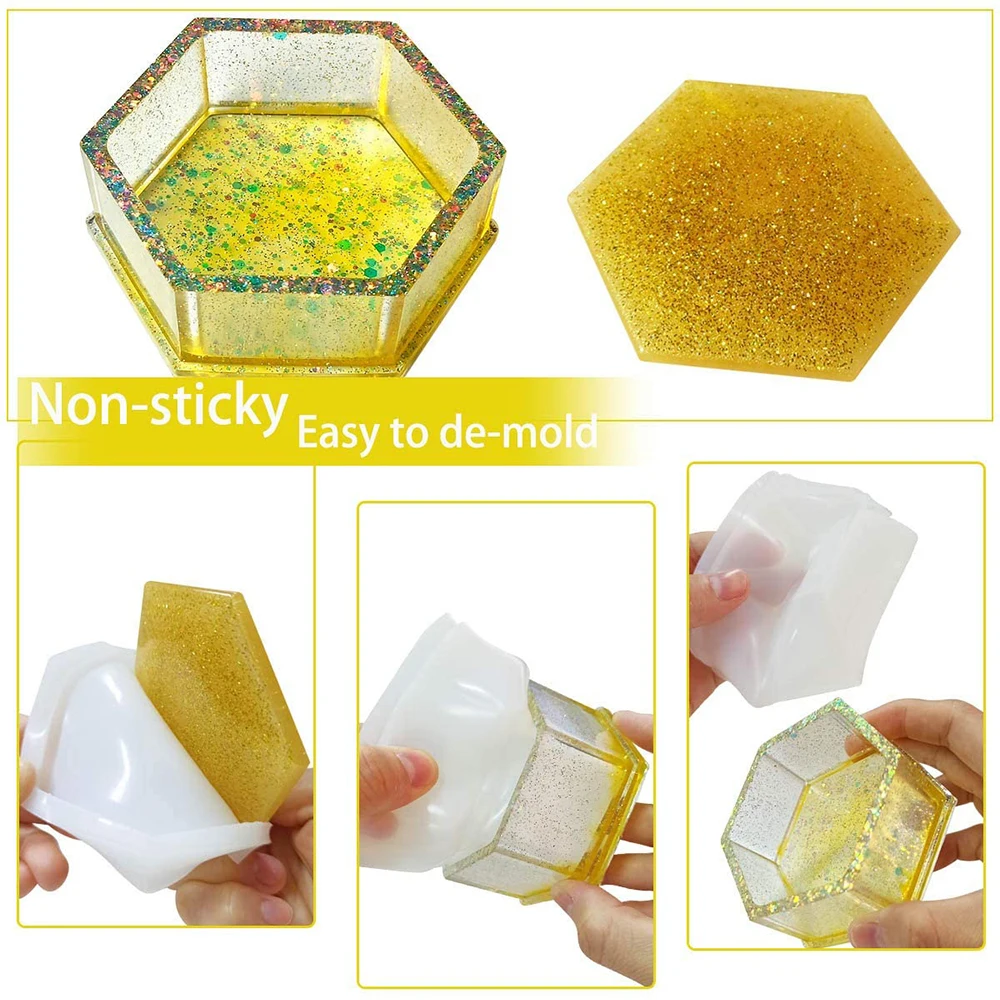 Силиконовый шестигранный ящик для хранения DIY из кристаллов глина форма