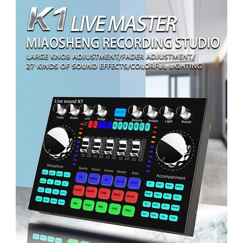 

Bluetooth Sound Card Headset Microphone Webcast Live Sound Card Interface External Sound Effects for Home Studio Stage