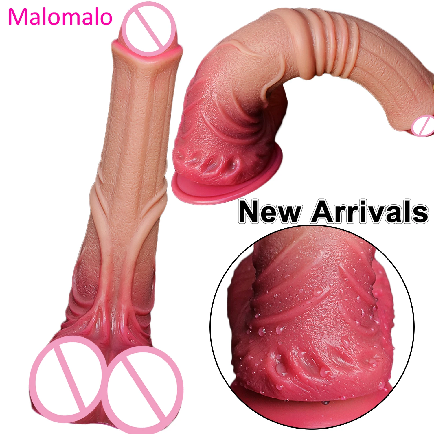 Мягкий силиконовый огромный толстый фаллоимитатор животного на присоске