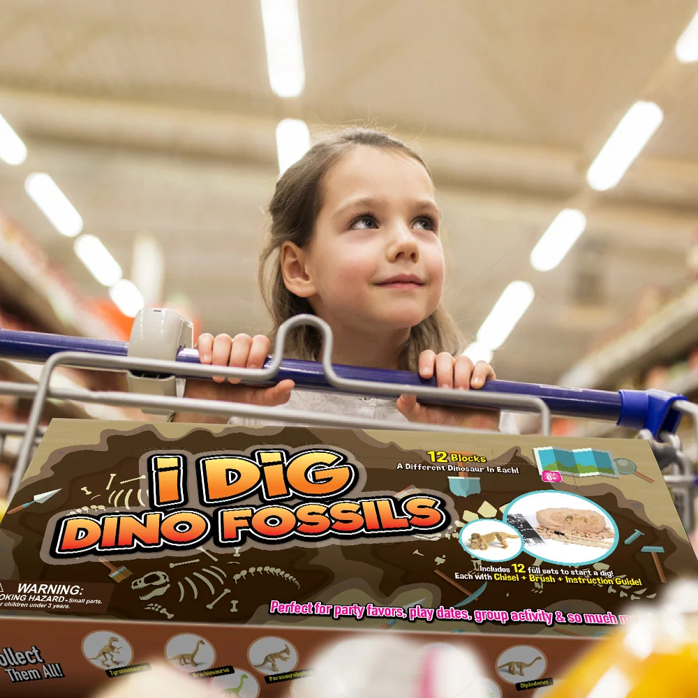 

12 Blocks Dig Excavation Kit Dinosaur Glow in Dark Luminous Toys for Kids Education Learning Gifts