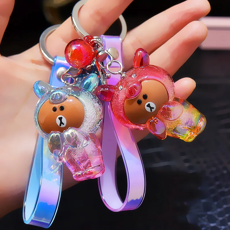 

Мультяшный Многоцветный акриловый брелок для ключей с маленьким медведем, милый кукла, детская игрушка, брелок для ключей, женский брелок с ...