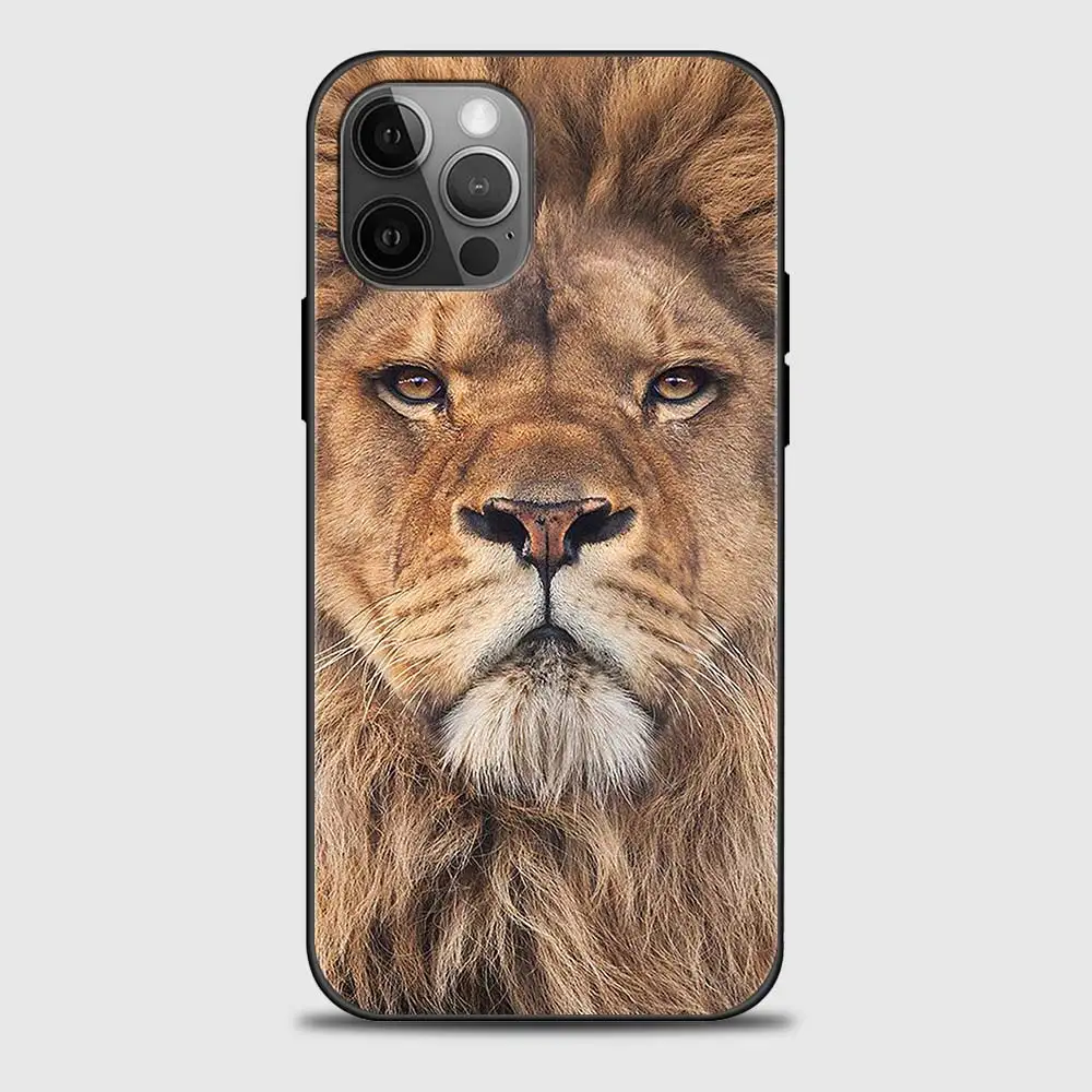 

Phone Case For iPhone 12 11 Pro Max Mini XR XS Max X 8 Plus 7 Plus 6 6S Plus 5 5S Cover Back Cases King Tiger Lion Animal
