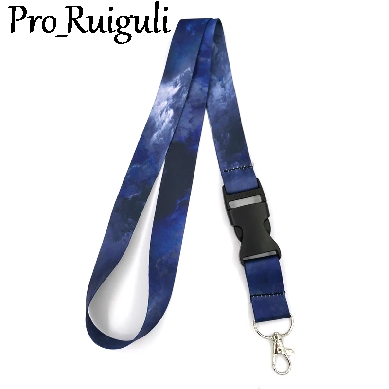 

Nebula Starry Sky Lanyard Keys Phone Holder Funny Neck Strap With Keyring ID Card DIY Animal webbings ribbons Hang Rope
