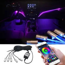 6 in 1 RGB LED Car Fiber Optic Atmosphere Lamp App Voice Music Control Auto Interior Ambient Decorative Light DIY Accessories 6M