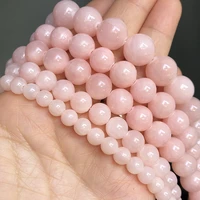 natural stone light pink jades chalcedony beads round loose spacer bead for jewelry making diy bracelet necklace 15 681012mm