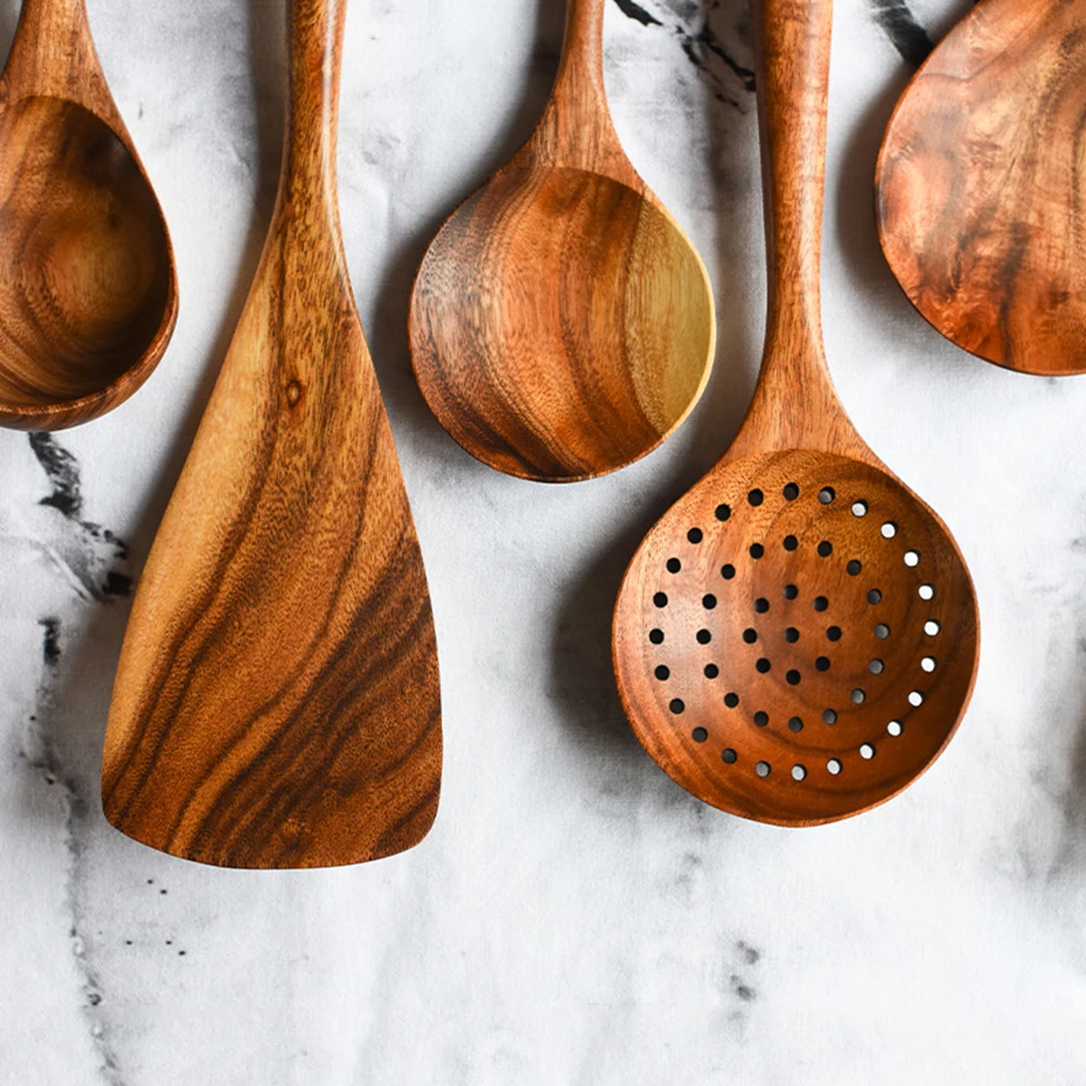 Тиковая деревянная посуда из натурального дерева ложка Тернер дуршлаг для риса