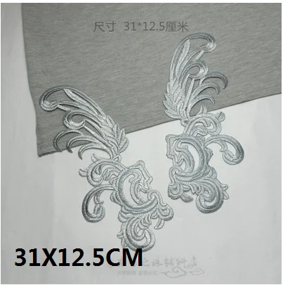 1 пара/2 шт серебряного железа на вышитый узор корсаж ткань патч воротник цветок