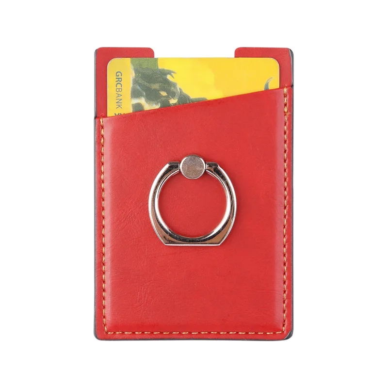 red 1 шт., держатель для карт, женский, кредитный ID держатель для карт, мужской карман, клейкий, с кольцом на палец, Tarjetero Hombre - Цвет: red