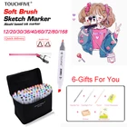 TouchFIVE художественные Маркеры Набор ручек 2030406080168 цветов эскизный маркер на спиртовой основе манга двойная головка для рисования кисти ручки