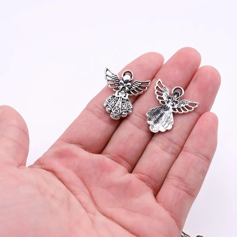 10 шт. серебристого цвета металлические подвески Крылья ангела для ювелирных