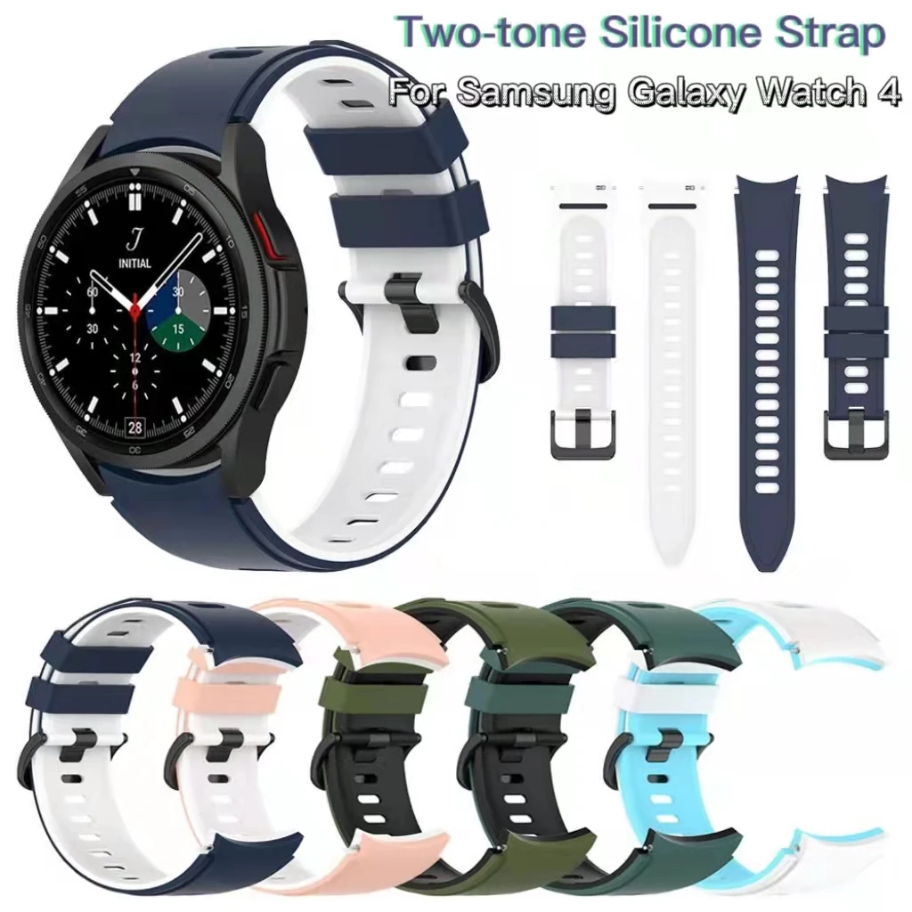 

Ремешок силиконовый двухцветный для Samsung Galaxy Watch 4 40 мм 44 мм, спортивный браслет для Galaxy Watch 4 Classic 42 мм 46 мм, 20 мм