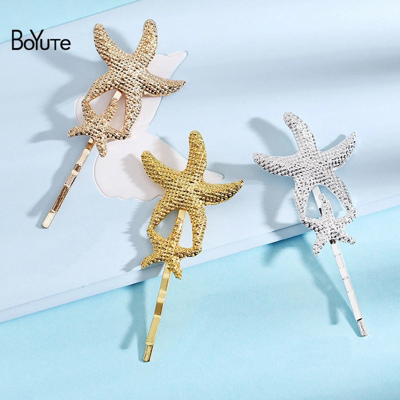 Starfish 30x42MM BoYuTe(10 шт./лот) металлический сплав Лось Морская звезда ветка заколки для волос в форме листа Модные женские ювелирные аксессуары - Цвет: Starfish 30x42MM