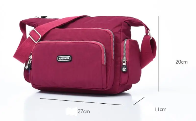 Women Waterproof Nylon Crossbody Bags Travel School Message Bag For Female Ladies Solid Zipper Pack Tote Shoulder Bag Handbag