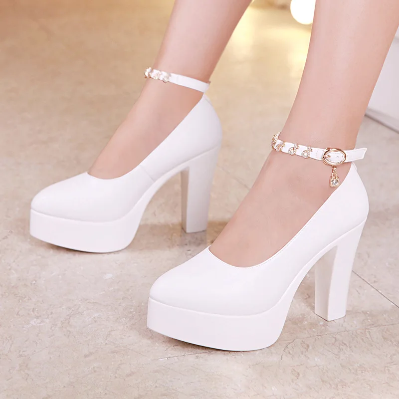 Размера плюс 32 43 блок Высокая платформа женские туфли лодочки женская свадебная