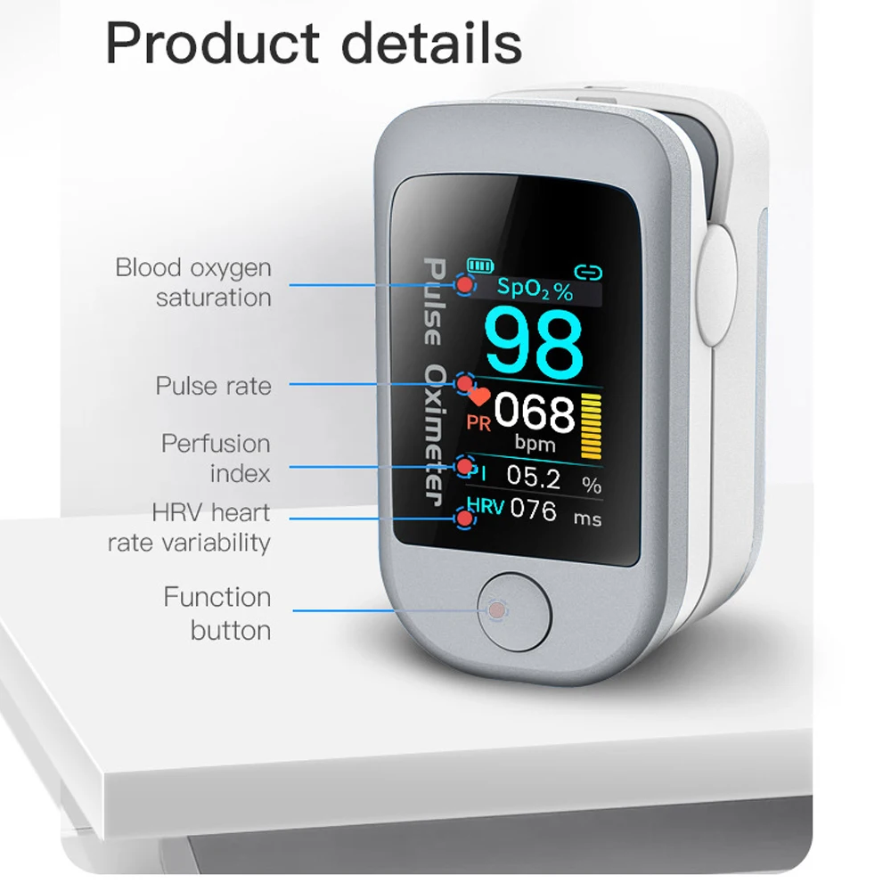 Блютоотом Android Apple Health вариабельности сердечного ритма пальцевый пульсоксиметр