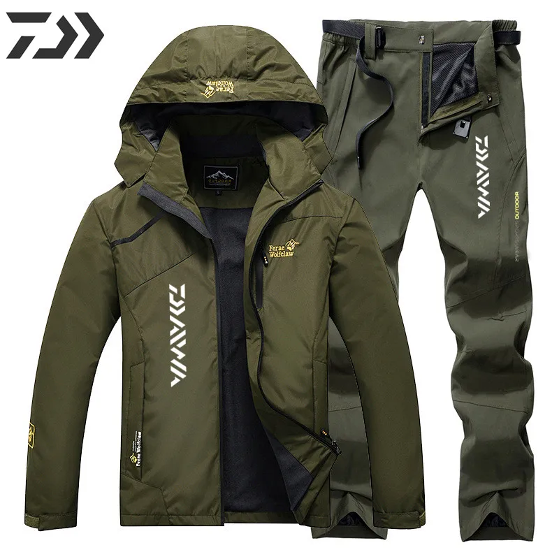 

2022 весенне-осенний водонепроницаемый ветрозащитный комплект рыболовного костюма Daiwa, тонкая рыболовная куртка с капюшоном, дышащая быстро...