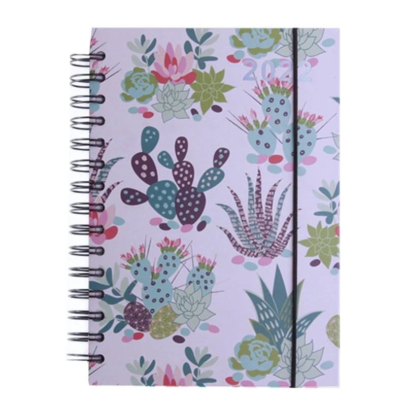 

XX9A 2022 Spiral Planner Schedule A5/A6 Hardcover Journal One Page/Day Dated Page with Hourly Timetable Elastic Strap Lock