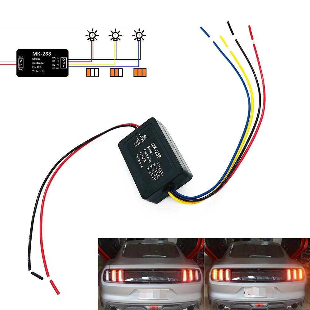 

Strobe Controller Flasher Module 2Pcs Universal 12V MK-288 Flash Cntrolleor For 3 LED Dynamic Turning Light Taillight Control