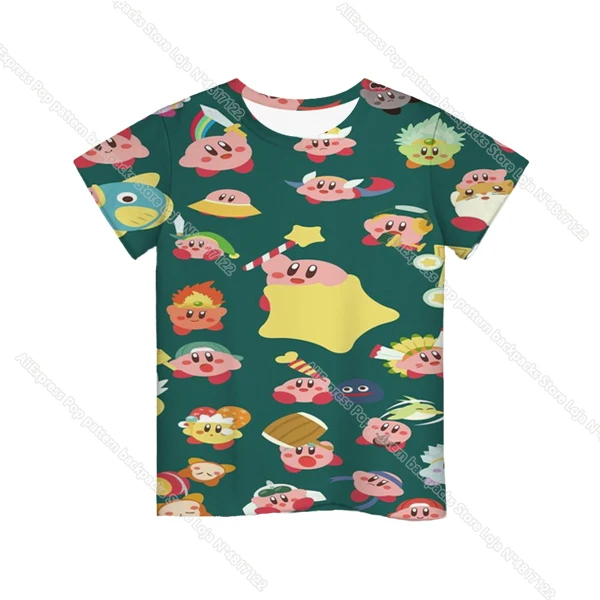 

New Fashion Hot Sale Children Toddler's Kirby Polyester Boys Girls Short Sleeves 3D T-shirt Kirby T Shirt Colourful Tee Tops