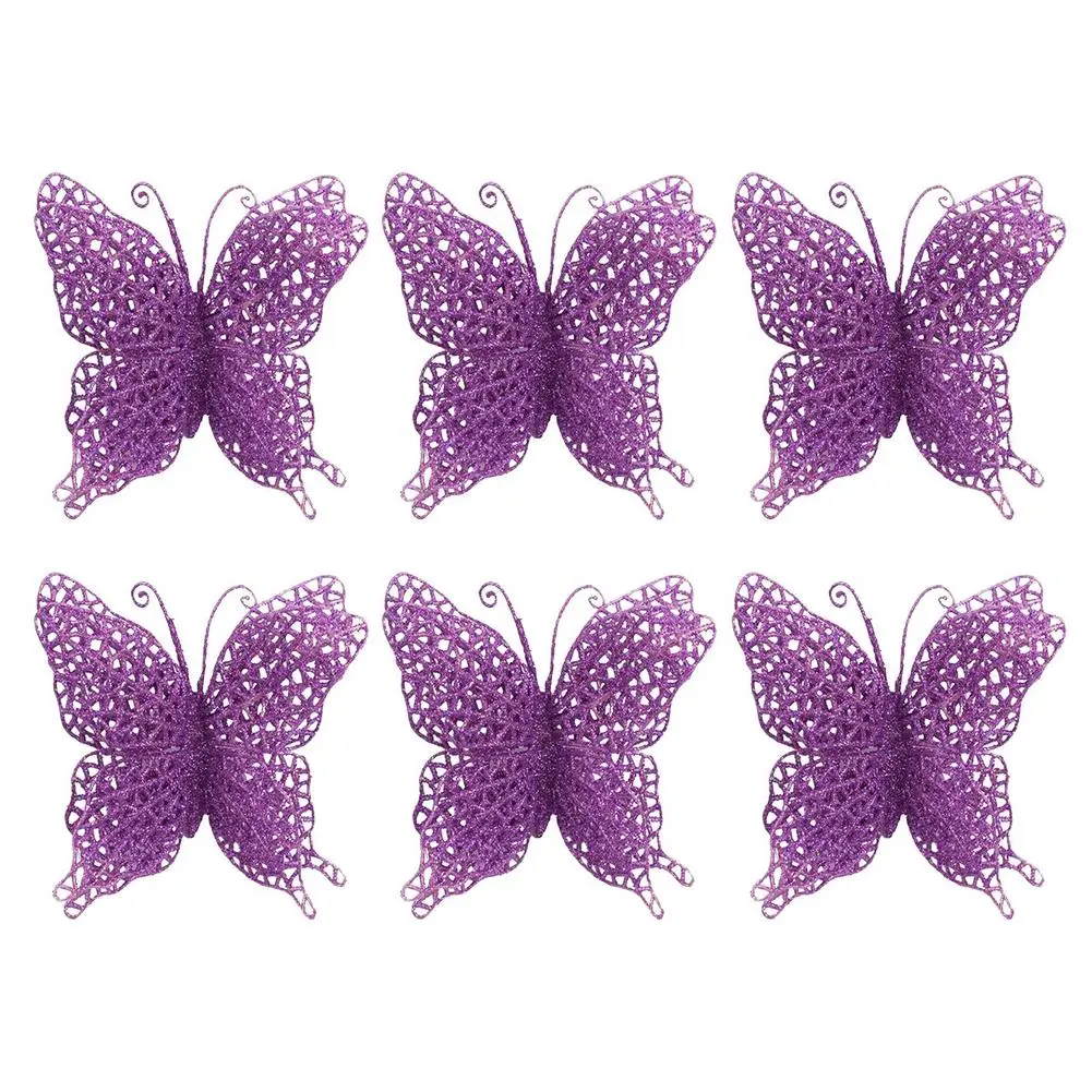 

Glitter Butterfly Christmas Tree Ornaments Hollow-Out Butterfly Christmas Decoration With Clips Artificial Butterfly Craft Chr