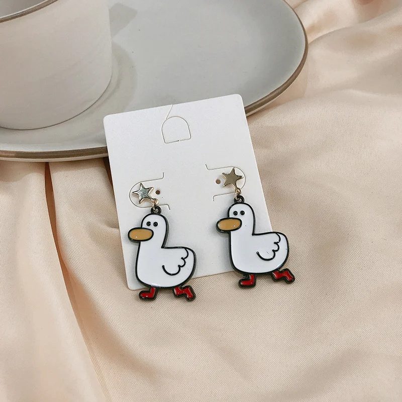 

Cute and childlike cartoon duckling earrings female Japanese and Korean cute animal trendy personalized earrings Wholesale