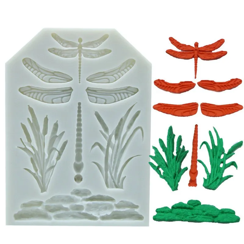 Mold Cake Mould Animal Baking Silicone Pastry Dragonfly Fondant Grass Tree Leaf mold | Дом и сад