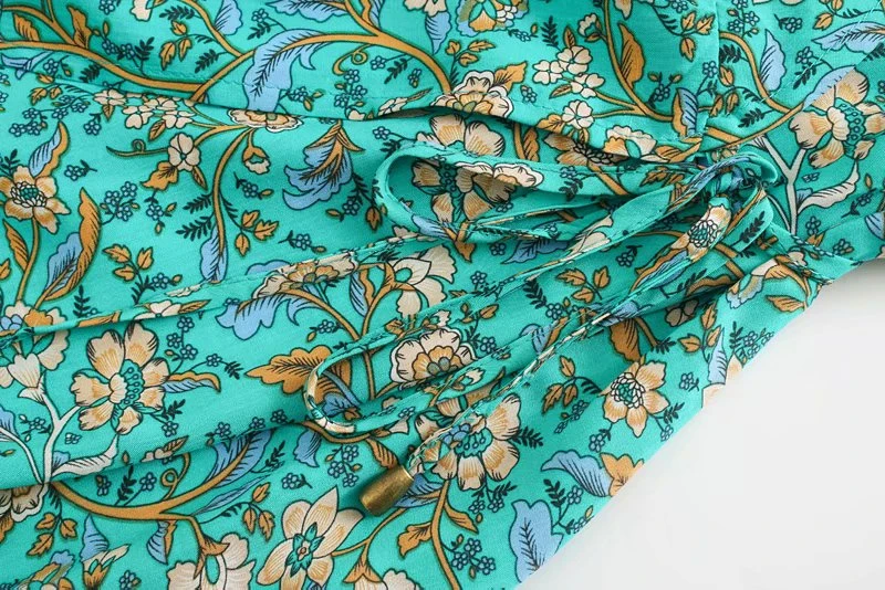 Богемное летнее винтажное платье макси с цветочным принтом и пуговицами женское