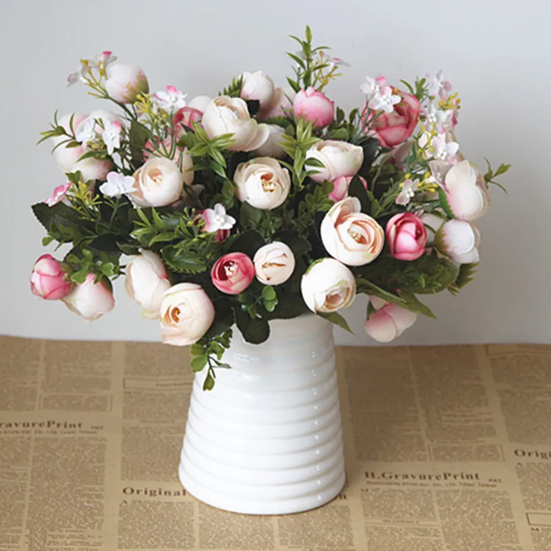 10 головок набор шелковых чайных роз букет невесты для рождества дома свадьбы