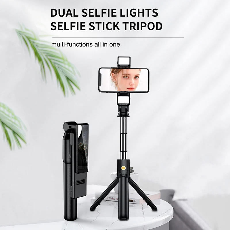

360°Rotation Bluetooth Selfie Stick With Fill Light Mini Wireless Stabilizer Long Tripod For Phone Remote Control Selfie Rod