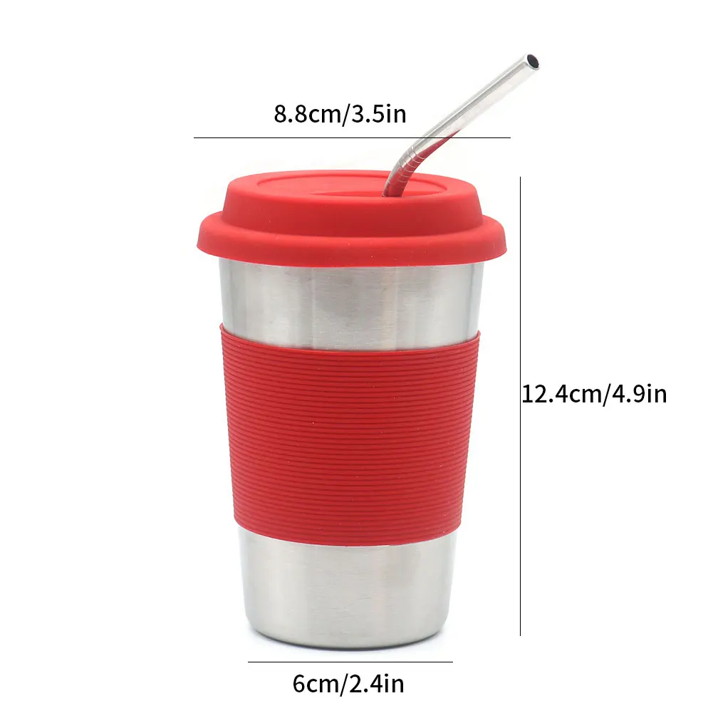 

4PCS 500ml Tumbler With Straw Travel Mugs Cup Stainless Steel Water Cup With Leakproof Lid Straws For Ice Cold Warm Drinking