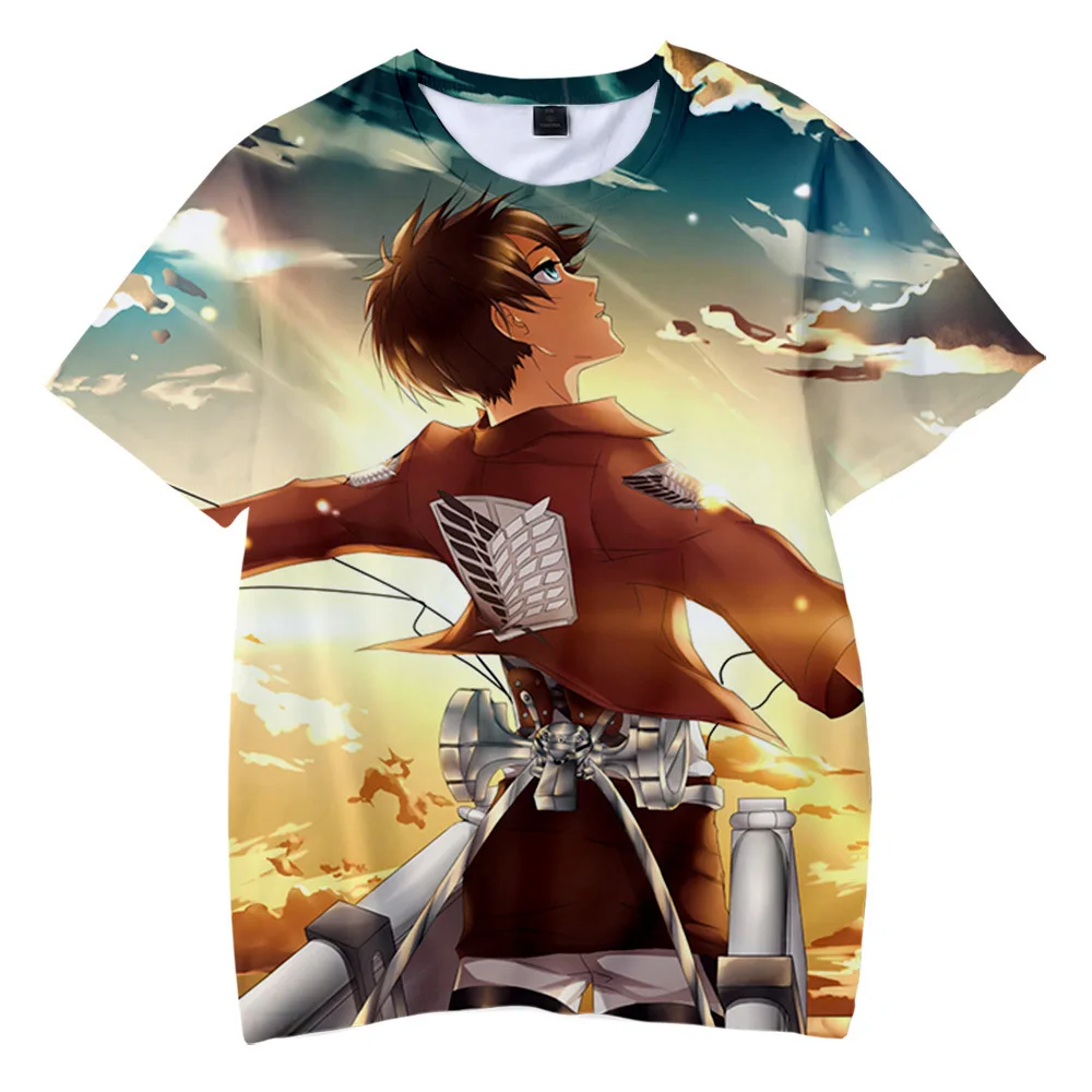 

Футболка мужская оверсайз с 3D принтом, Повседневная рубашка из полиэстера, с принтом аниме «атака на Титанов», в стиле Харадзюку, лето 2021