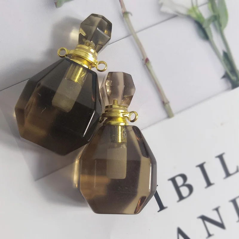 

10pcs tea crystal perfume bottle pendant bulk perfume bottle jade necklace pendant crystal perfume
