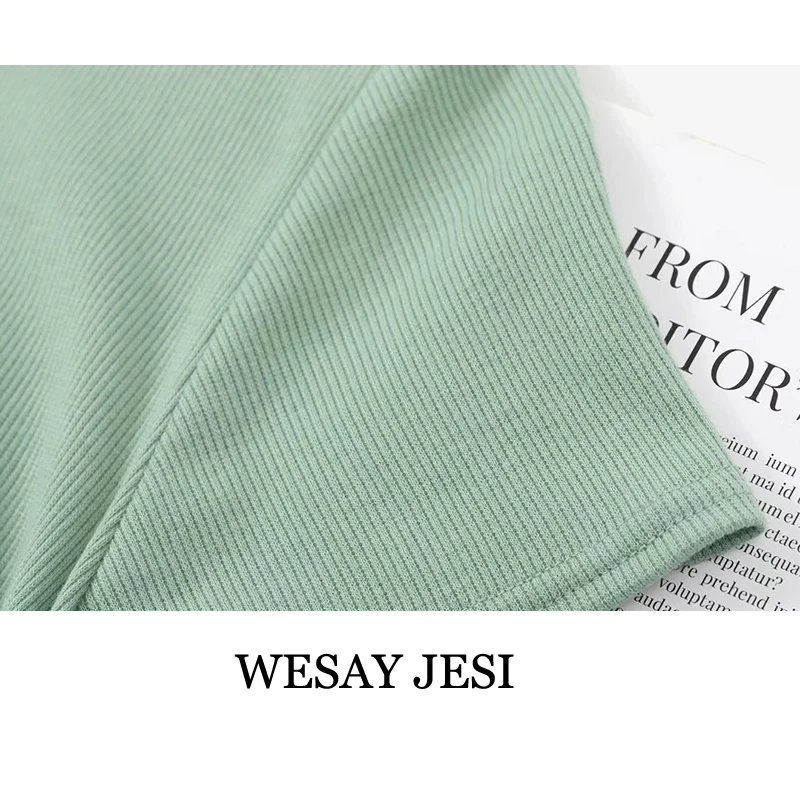 

WESAY JESI Summer FashionTrend Round Neck Slim Slimming Short Short Sleeve Sexy Pleated Hip Dress Solid Women's Clothing Dress