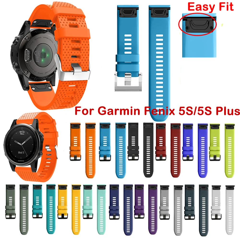 

20mm For Garmin Fenix 5s plus 6s pro smartwatch Strap Quick Release Silicone Easyfit Replacement Silicagel Soft Band wristStrap