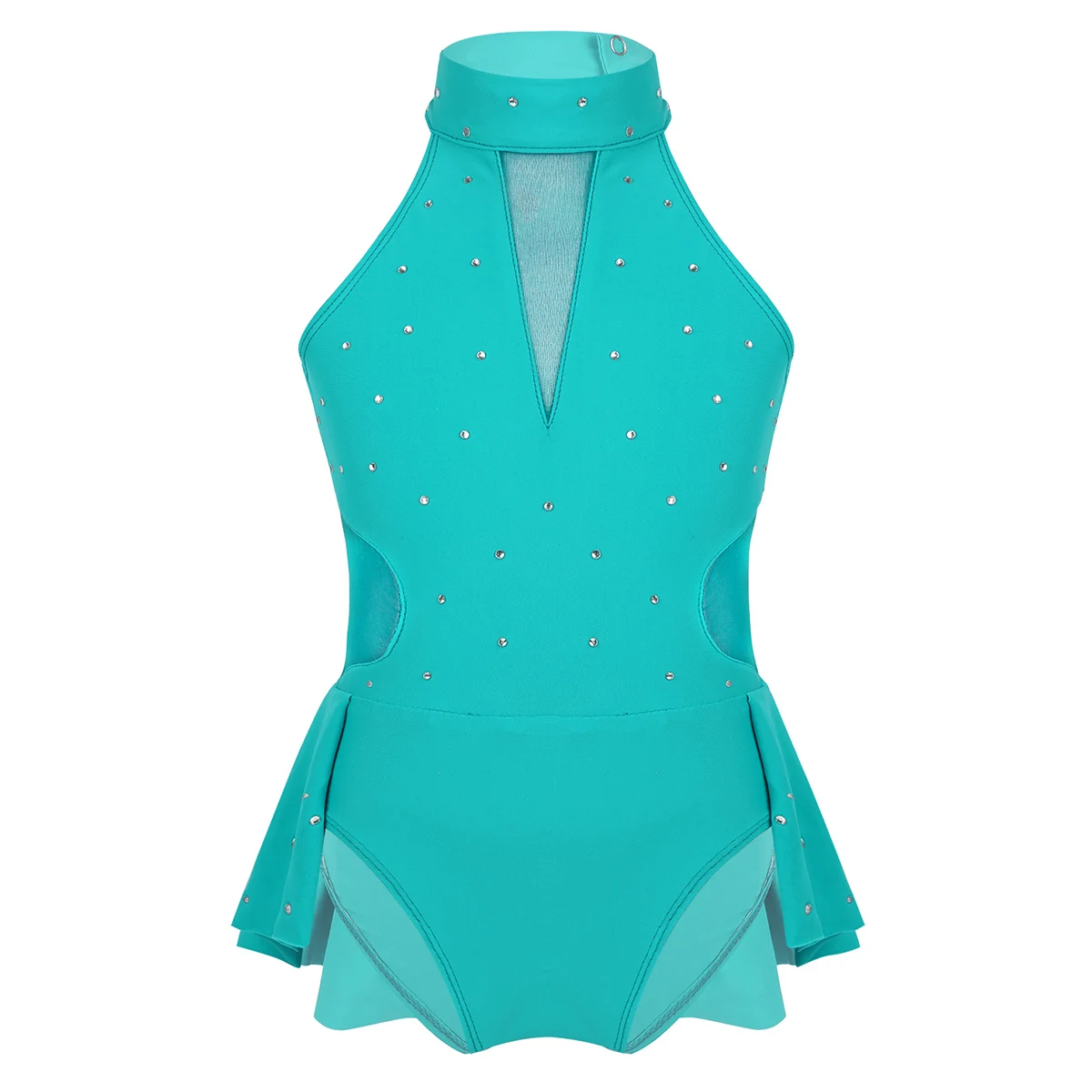 Kids Girls Gymnastic Leotard Shiny Glitter Mesh Splice Ballet Dance Dress for Modern Contemporary Ballroom Stage Performance