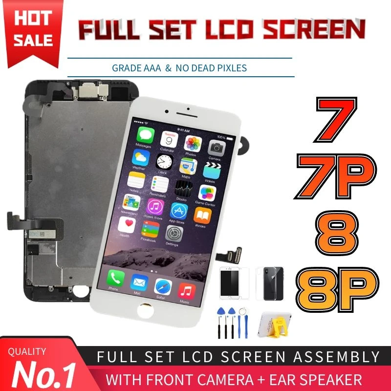 

100% Tested Full Set LCD For iPhone 7 8 Plus 7P 8P LCD Display Touch Digitizer Assembly Complete Screen Replacement Front Camera